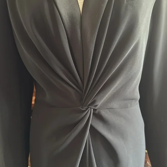 Lauren Ralph Lauren Crepe Long-Sleeve Black Gown Size 12 NWT - Picture 3 of 13